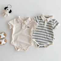 Load image into Gallery viewer, Baby Boys Solid Color Striped Color-blocking Rompers Wholesale 25060457
