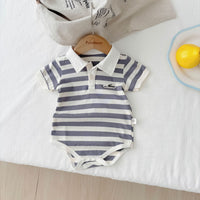Load image into Gallery viewer, Baby Boys Solid Color Striped Color-blocking Rompers Wholesale 25060457
