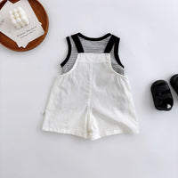 Load image into Gallery viewer, 2 Pieces Set Baby Boys Striped Tank Tops And Solid Color Rompers Wholesale 25060459

