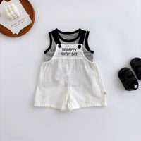 Load image into Gallery viewer, 2 Pieces Set Baby Boys Striped Tank Tops And Solid Color Rompers Wholesale 25060459
