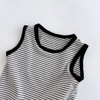 Load image into Gallery viewer, 2 Pieces Set Baby Boys Striped Tank Tops And Solid Color Rompers Wholesale 25060459
