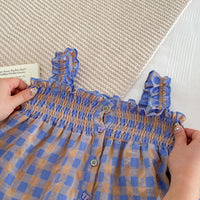 Load image into Gallery viewer, 2 Pieces Set Baby Kid Girls Color-blocking Checked Tank Tops And Shorts Wholesale 25060460
