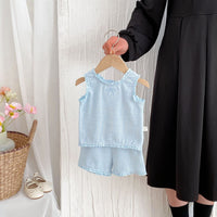 Load image into Gallery viewer, 2 Pieces Set Baby Kid Girls Solid Color Tank Tops And Shorts Wholesale 25060461
