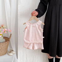 Load image into Gallery viewer, 2 Pieces Set Baby Kid Girls Solid Color Tank Tops And Shorts Wholesale 25060461
