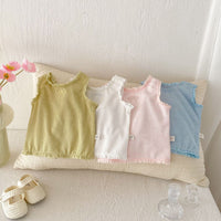 Load image into Gallery viewer, 2 Pieces Set Baby Kid Girls Solid Color Tank Tops And Shorts Wholesale 25060461
