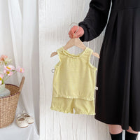 Load image into Gallery viewer, 2 Pieces Set Baby Kid Girls Solid Color Tank Tops And Shorts Wholesale 25060461
