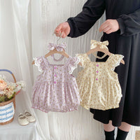 Load image into Gallery viewer, Baby Girls Flower Print Rompers Wholesale 25060467
