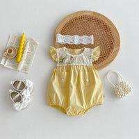 Load image into Gallery viewer, Baby Girls Solid Color Embroidered Rompers Wholesale 25060470
