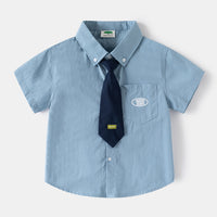 Load image into Gallery viewer, Baby Kid Boys Solid Color Letters Shirts Wholesale 25060477
