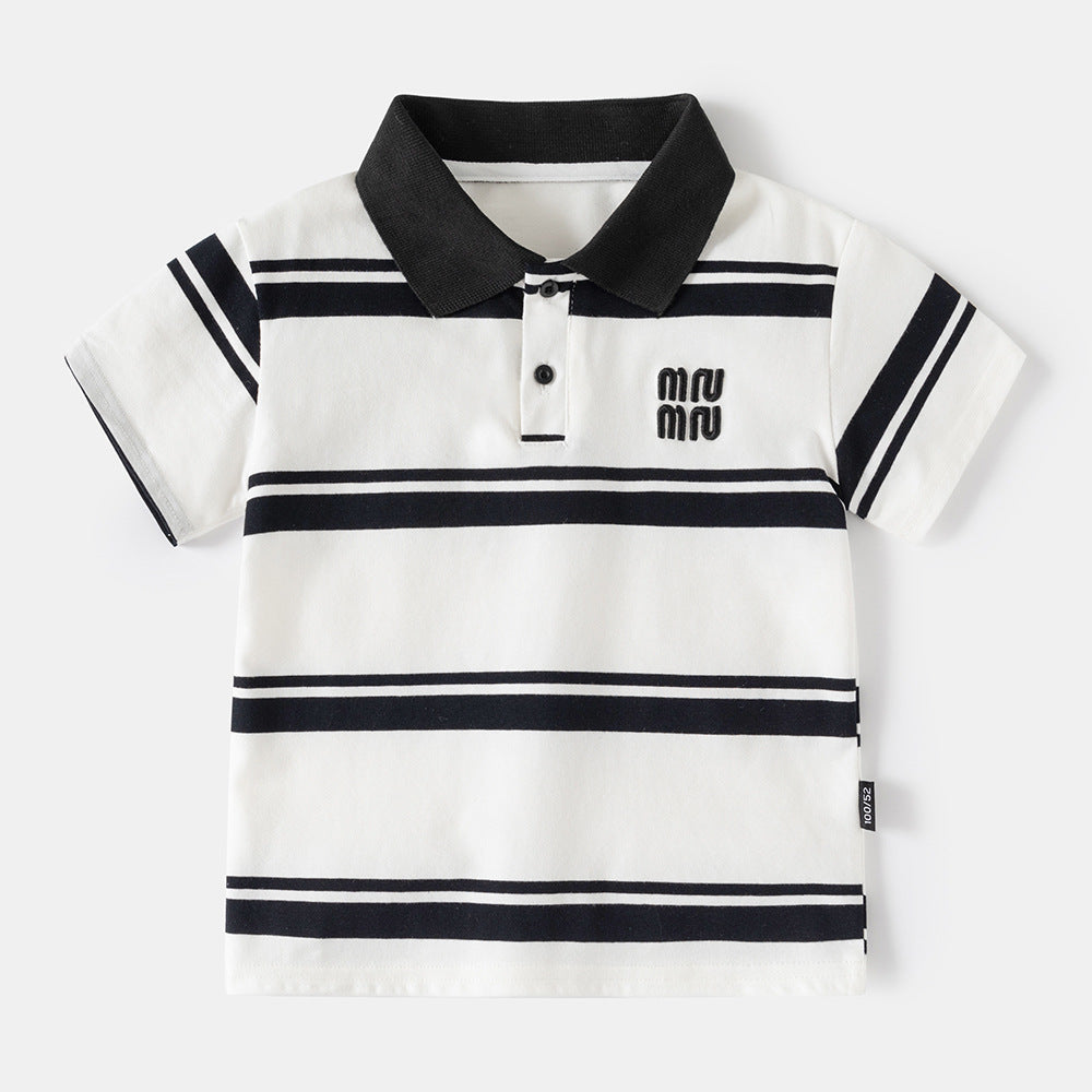 Baby Kid Boys Striped Letters Polo Shirts Wholesale 25060480