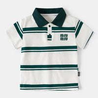 Load image into Gallery viewer, Baby Kid Boys Striped Letters Polo Shirts Wholesale 25060480
