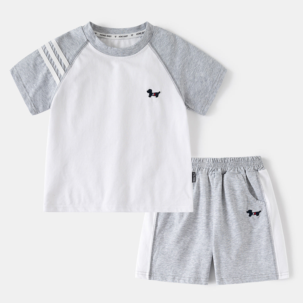 2 Pieces Set Baby Kid Boys Color-blocking Cartoon T-Shirts And Shorts Wholesale 25060485
