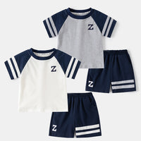 Load image into Gallery viewer, 2 Pieces Set Kid Boys Letters Color-blocking T-Shirts And Shorts Wholesale 25060494
