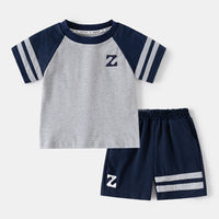 Load image into Gallery viewer, 2 Pieces Set Kid Boys Letters Color-blocking T-Shirts And Shorts Wholesale 25060494
