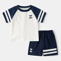 Load image into Gallery viewer, 2 Pieces Set Kid Boys Letters Color-blocking T-Shirts And Shorts Wholesale 25060494
