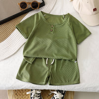 Load image into Gallery viewer, 2 Pieces Set Baby Kid Boys Solid Color T-Shirts And Shorts Wholesale 25060499
