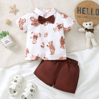 Load image into Gallery viewer, 2 Pieces Set Baby Kid Boys Animals Tops And Solid Color Shorts Wholesale 25070807

