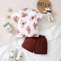 Load image into Gallery viewer, 2 Pieces Set Baby Kid Boys Animals Tops And Solid Color Shorts Wholesale 25070807
