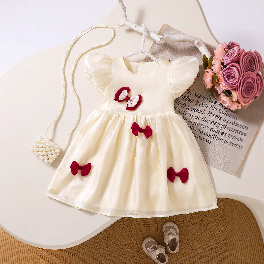 Baby Kid Girls Solid Color Bow Dresses Wholesale 250708100
