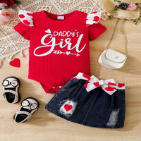Load image into Gallery viewer, 2 Pieces Set Baby Girls Letters Rompers And Love heart Skirts Wholesale 250708113
