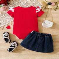 Load image into Gallery viewer, 2 Pieces Set Baby Girls Letters Rompers And Love heart Skirts Wholesale 250708113
