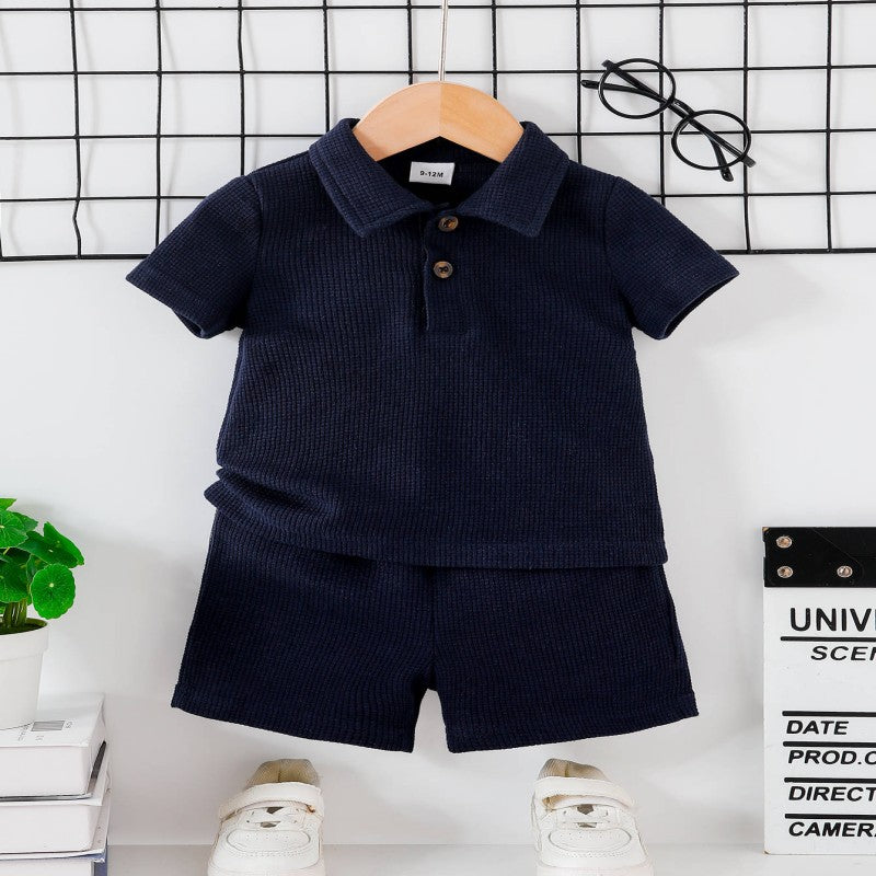 2 Pieces Set Baby Kid Boys Solid Color T-Shirts And Shorts Wholesale 250708114
