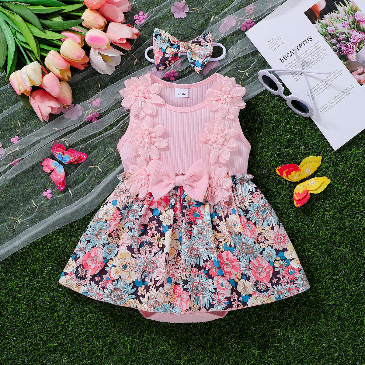 Baby Girls Flower Print Rompers Wholesale 250708117