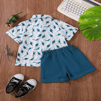 Load image into Gallery viewer, 2 Pieces Set Kid Boys Dinosaur Print Shirts And Solid Color Shorts Wholesale 250708119
