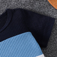 Load image into Gallery viewer, 2 Pieces Set Baby Kid Boys Color Block Waffle Knit Top And Ripped Denim Shorts Wholesale 250708124
