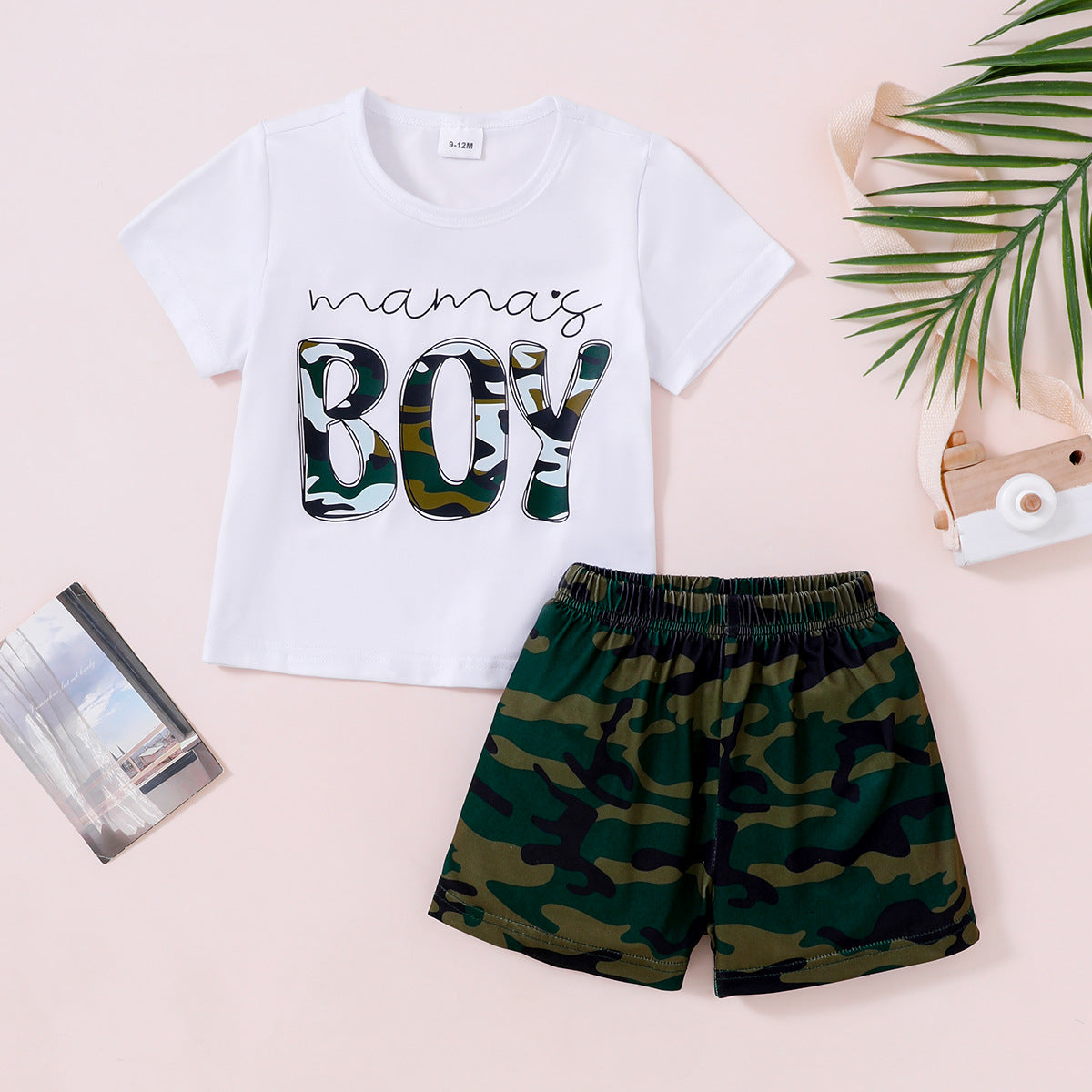 2 Pieces Set Baby Kid Boys Letters T-Shirts And Camo Shorts Wholesale 250708125