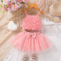 Load image into Gallery viewer, 2 Pieces Set Baby Kid Girls Solid Color Tank Tops And Bow Skirts Wholesale 250708129
