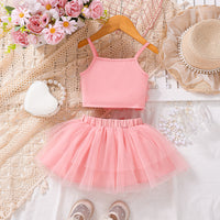 Load image into Gallery viewer, 2 Pieces Set Baby Kid Girls Solid Color Tank Tops And Bow Skirts Wholesale 250708129
