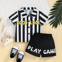 Load image into Gallery viewer, 2 Pieces Set Baby Kid Boys Striped Letters Tops And Shorts Wholesale 250708133
