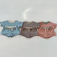 Load image into Gallery viewer, 2 Pieces Set Baby Kid Girls Boys Color-blocking T-Shirts And Shorts Wholesale 250708153
