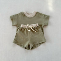 Load image into Gallery viewer, 2 Pieces Set Baby Kid Girls Boys Color-blocking T-Shirts And Shorts Wholesale 250708153
