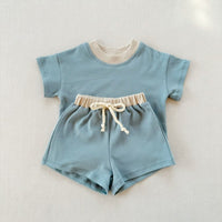 Load image into Gallery viewer, 2 Pieces Set Baby Kid Girls Boys Color-blocking T-Shirts And Shorts Wholesale 250708153
