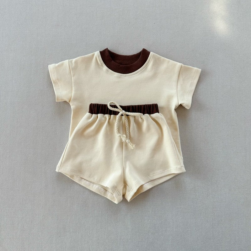2 Pieces Set Baby Kid Girls Boys Color-blocking T-Shirts And Shorts Wholesale 250708153