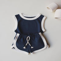 Load image into Gallery viewer, 2 Pieces Set Baby Kid Girls Boys Color-blocking Tank Tops And Shorts Wholesale 250708155
