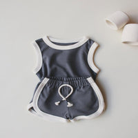 Load image into Gallery viewer, 2 Pieces Set Baby Kid Girls Boys Color-blocking Tank Tops And Shorts Wholesale 250708155
