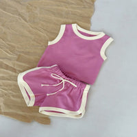 Load image into Gallery viewer, 2 Pieces Set Baby Kid Girls Boys Color-blocking Tank Tops And Shorts Wholesale 250708155
