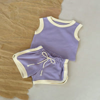 Load image into Gallery viewer, 2 Pieces Set Baby Kid Girls Boys Color-blocking Tank Tops And Shorts Wholesale 250708155
