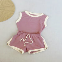 Load image into Gallery viewer, 2 Pieces Set Baby Kid Girls Boys Color-blocking Tank Tops And Shorts Wholesale 250708155
