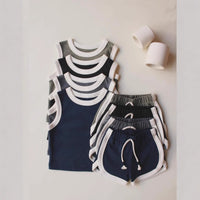 Load image into Gallery viewer, 2 Pieces Set Baby Kid Girls Boys Color-blocking Tank Tops And Shorts Wholesale 250708155
