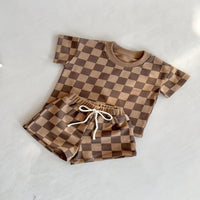 Load image into Gallery viewer, 2 Pieces Set Baby Kid Boys Striped Color-blocking Checked T-Shirts And Shorts Wholesale 250708156
