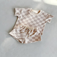 Load image into Gallery viewer, 2 Pieces Set Baby Kid Boys Striped Color-blocking Checked T-Shirts And Shorts Wholesale 250708156
