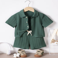 Load image into Gallery viewer, 2 Pieces Set Baby Kid Boys Solid Color Shirts And Shorts Wholesale 250708162
