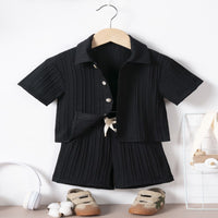 Load image into Gallery viewer, 2 Pieces Set Baby Kid Boys Solid Color Shirts And Shorts Wholesale 250708162
