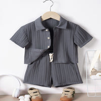 Load image into Gallery viewer, 2 Pieces Set Baby Kid Boys Solid Color Shirts And Shorts Wholesale 250708162
