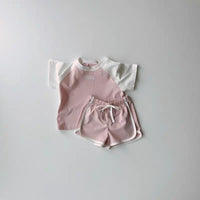 Load image into Gallery viewer, 2 Pieces Set Baby Kid Girls Boys Letters Color-blocking T-Shirts And Shorts Wholesale 250708167
