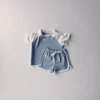 Load image into Gallery viewer, 2 Pieces Set Baby Kid Girls Boys Letters Color-blocking T-Shirts And Shorts Wholesale 250708167
